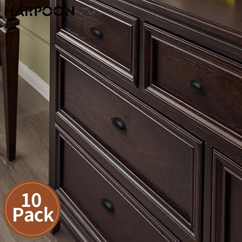 HARPOON 10 Pack Kitchen Cabinet Handles 2.5 Inch Hole Center Bin Cup Drawer Pulls Flat Black - Image 2